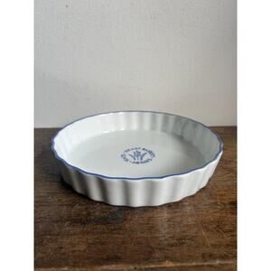 Vintage White and Blue Fluted Tart Dish | Vintage Bakeware | Antique Farmhouse